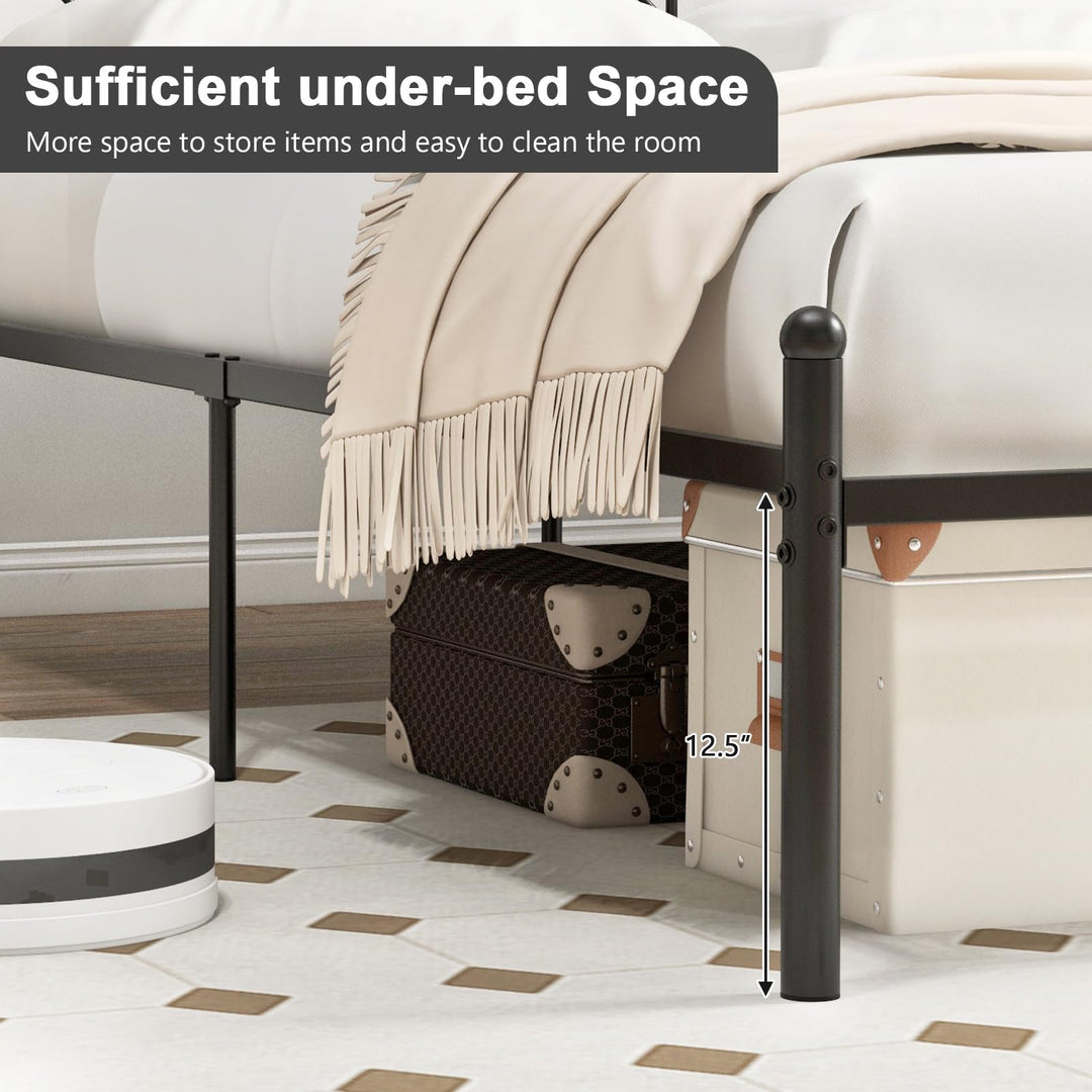 Giantex Queen/Full/Twin Size Metal Bed Frame with Victorian Style Headboard