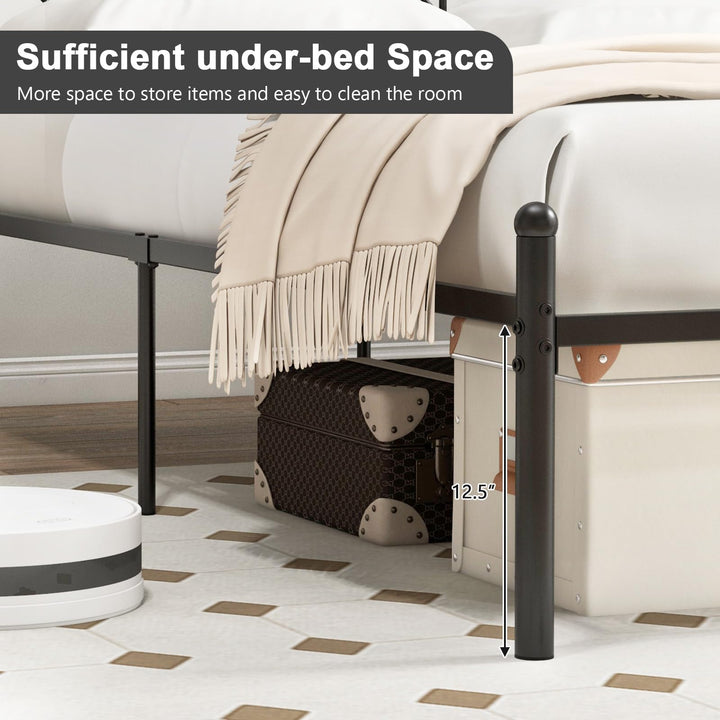 Giantex Queen/Full/Twin Size Metal Bed Frame with Victorian Style Headboard