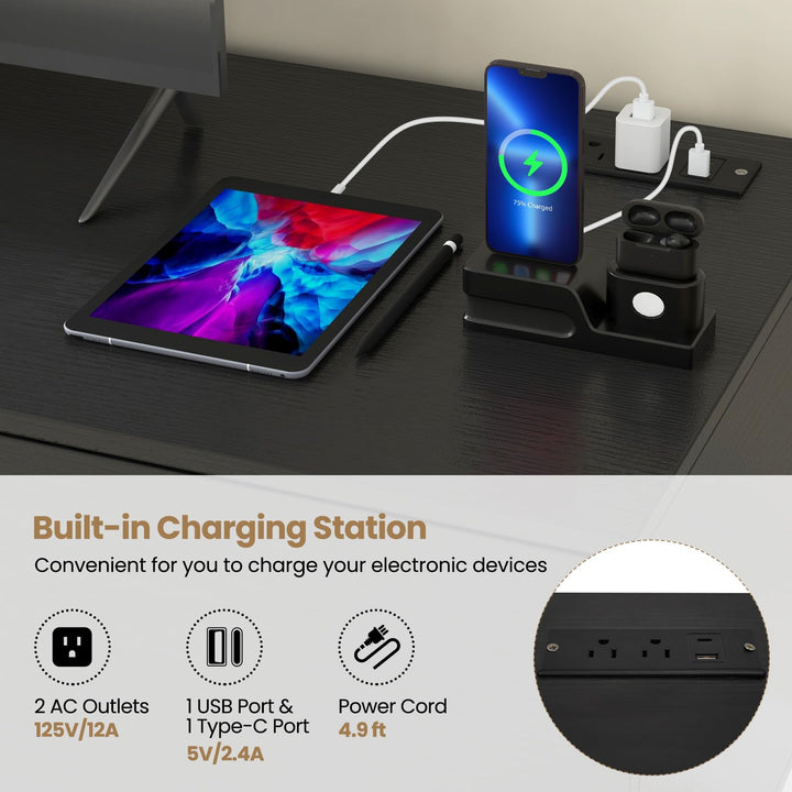 Giantex TV Stand with Power Outlet for TVs up to 60&