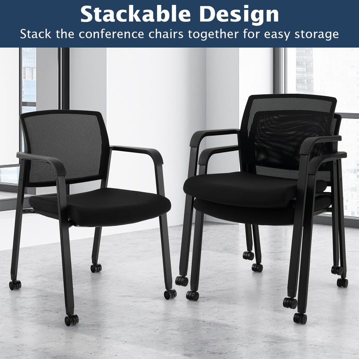 Giantex Waiting Room Chair Set, Rolling Office Desk Chairs with PU Wheels (2 / 4 / 6 / 8 / 10 / 12 Pack Options)