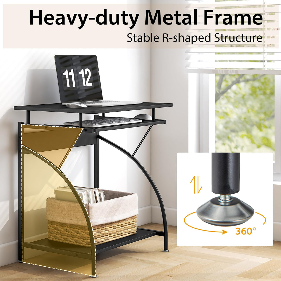 Giantex Computer Desk for Small Spaces, 27.5" Laptop Table with Pull-Out Keyboard Tray &amp; Bottom Storage Shelf