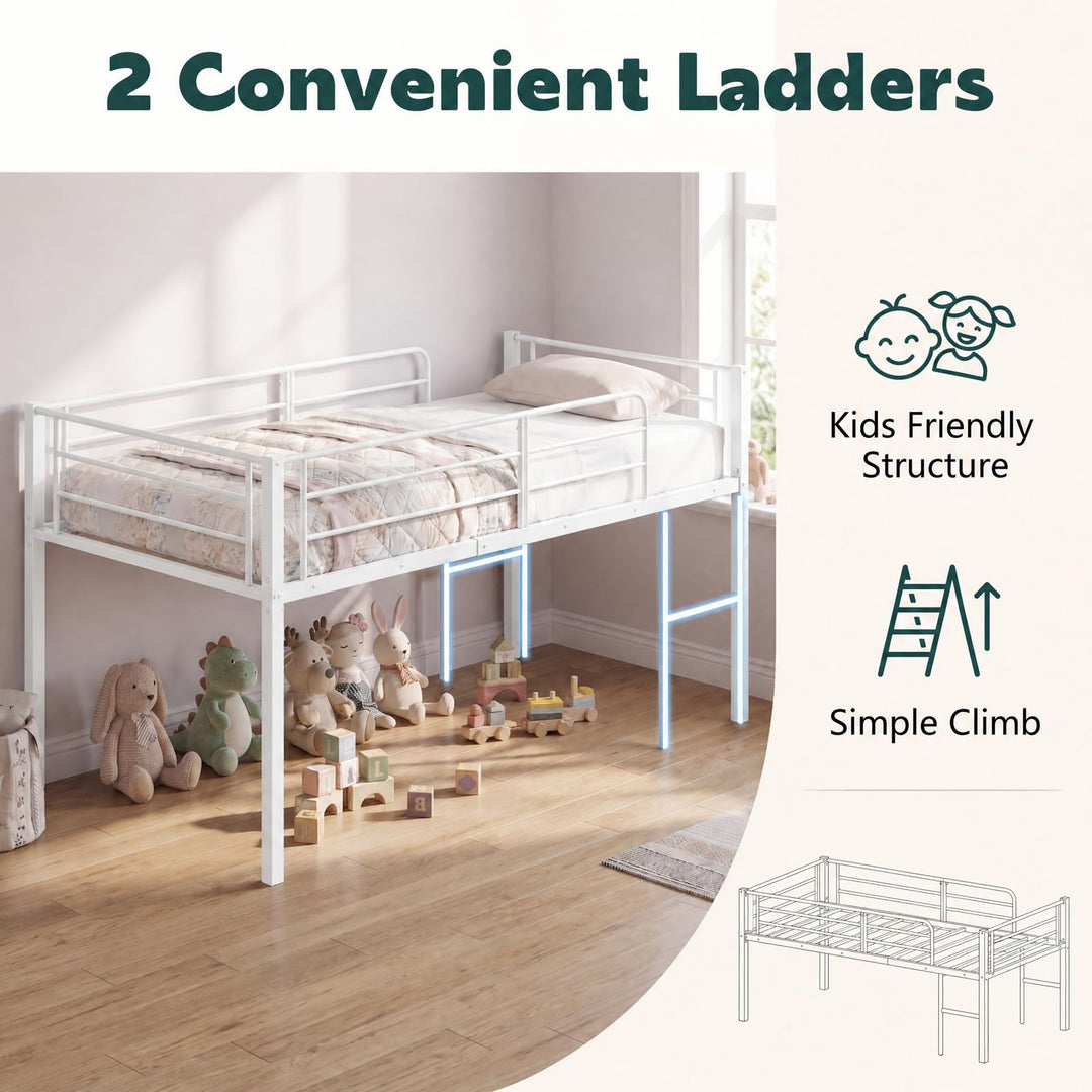 GIANTEX Twin Low Loft Bed | Metal Bed Frame with 21.5" H Under-Bed Space