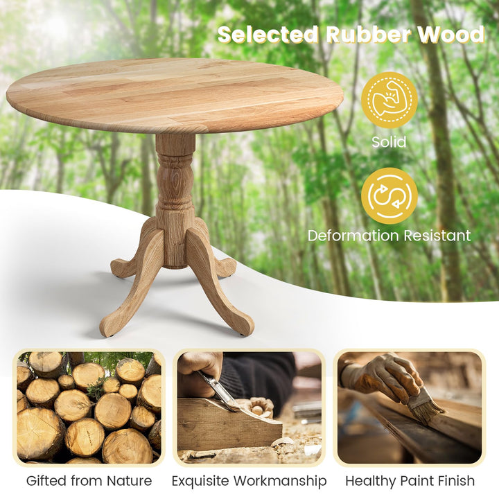 Giantex Wooden Dining Table, Dining Table with 40" D Round Tabletop &amp; Curved Trestle Legs