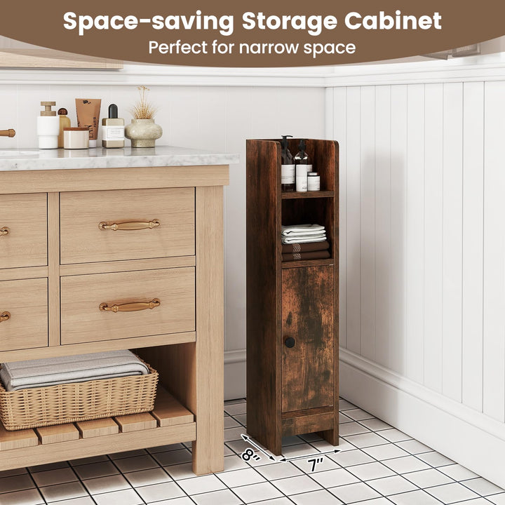 Giantex Slim Bathroom Cabinet with 3 Level Adjustable Shelf &amp; Anti toppling Design