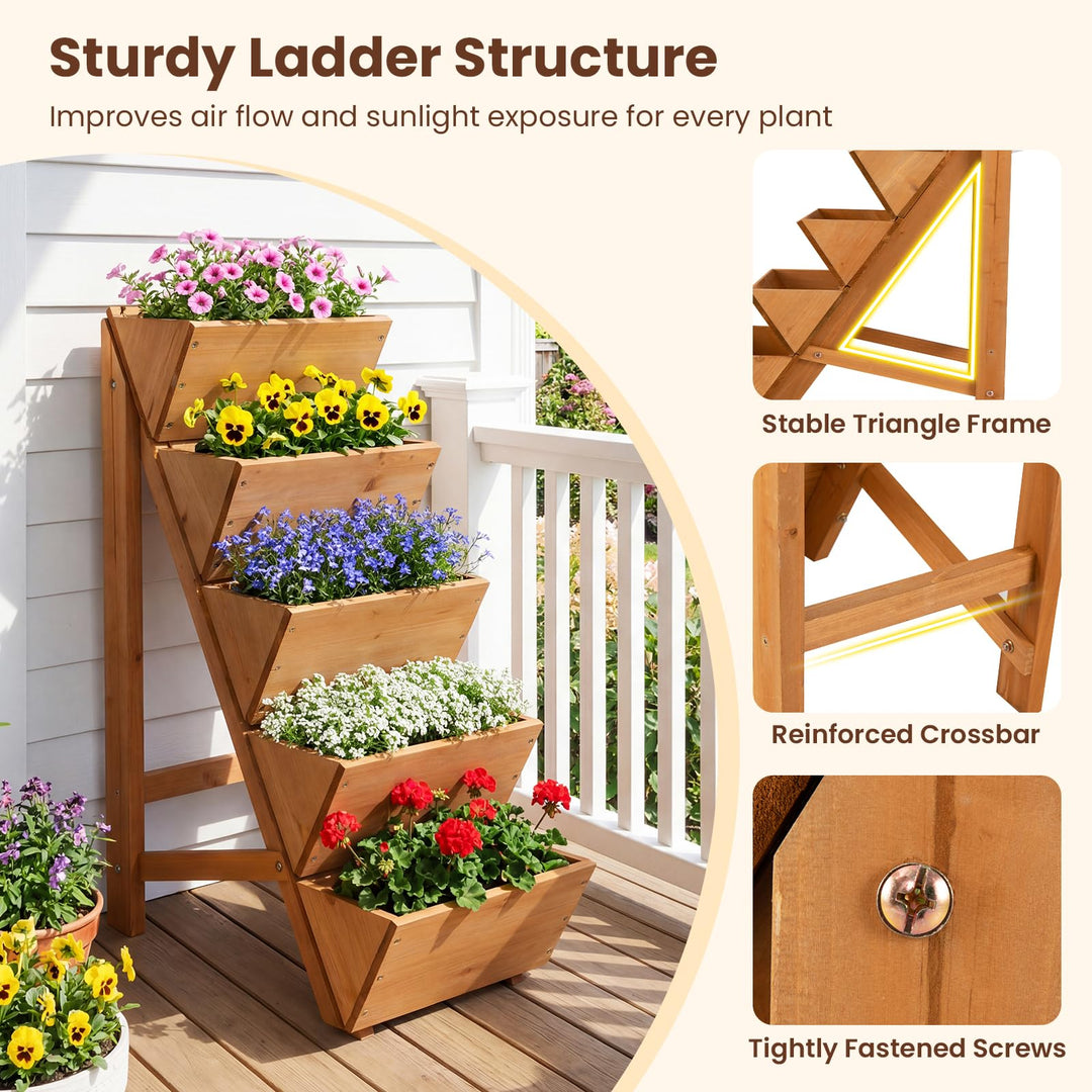 Giantex 5-Tier Wooden Vertical Raised Garden Bed