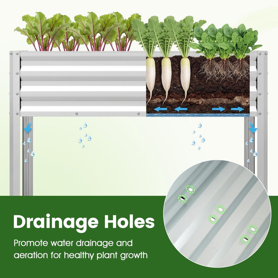 Giantex 44" x 22" x 32" Metal Large Elevated Planter Box for Vegetable Flower Fruit Herb (1/2)