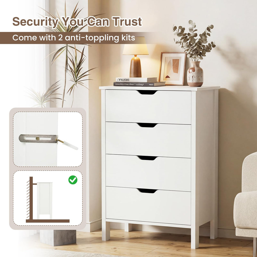 Giantex 4 Drawer Storage Cabinet with Handles &amp; Anti-Tipping Kits
