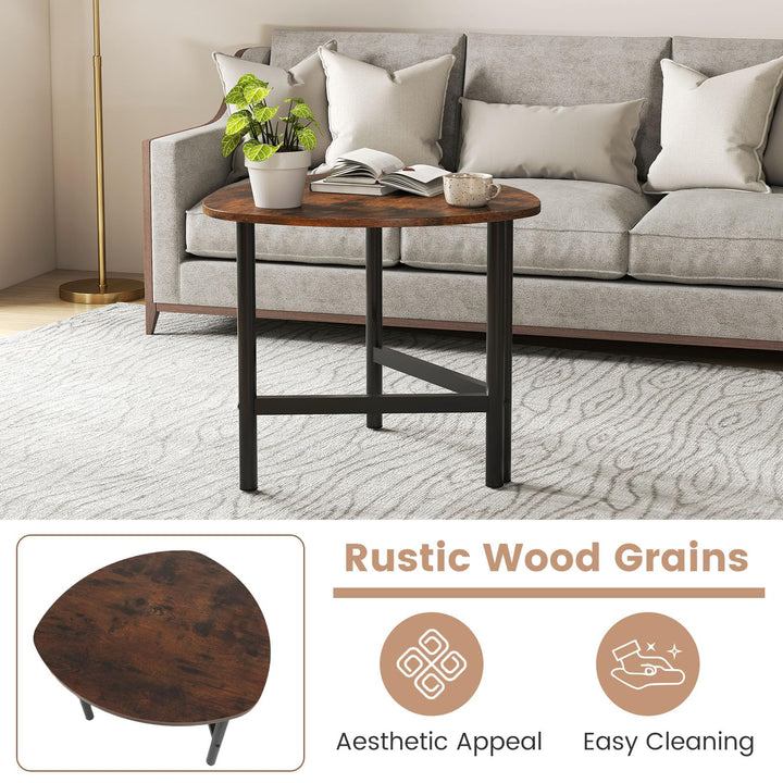 Giantex Triangle End Table Wood Side Table with Metal Legs