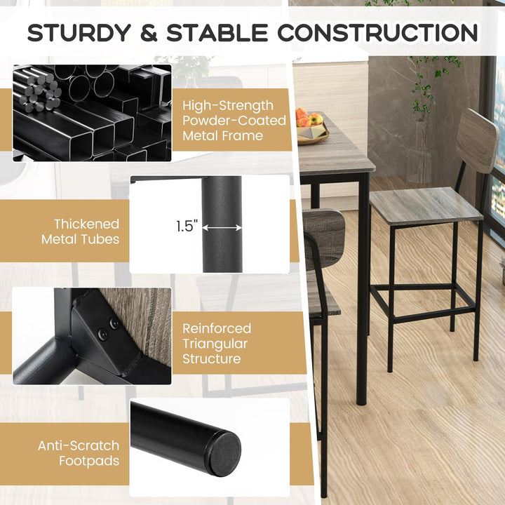 Giantex 5-Piece Dining Table Set W/Counter Height Table &amp; 4 Bar Stools