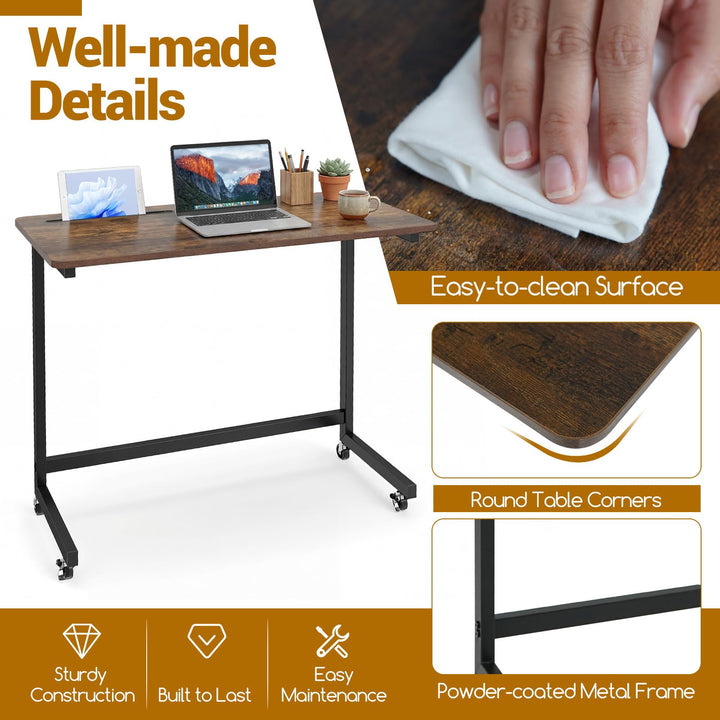 Giantex Mobile C-Shape Side Table - Rolling Bedside Table w/Tablet Slot