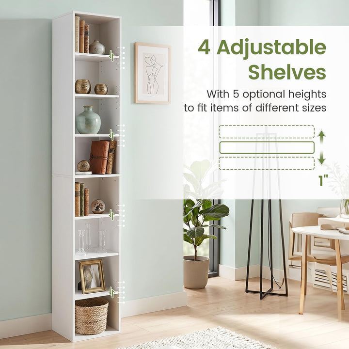 Giantex 8-Tier Tall Narrow Media Tower Rack with 4 Adjustable Shelves (1/2)