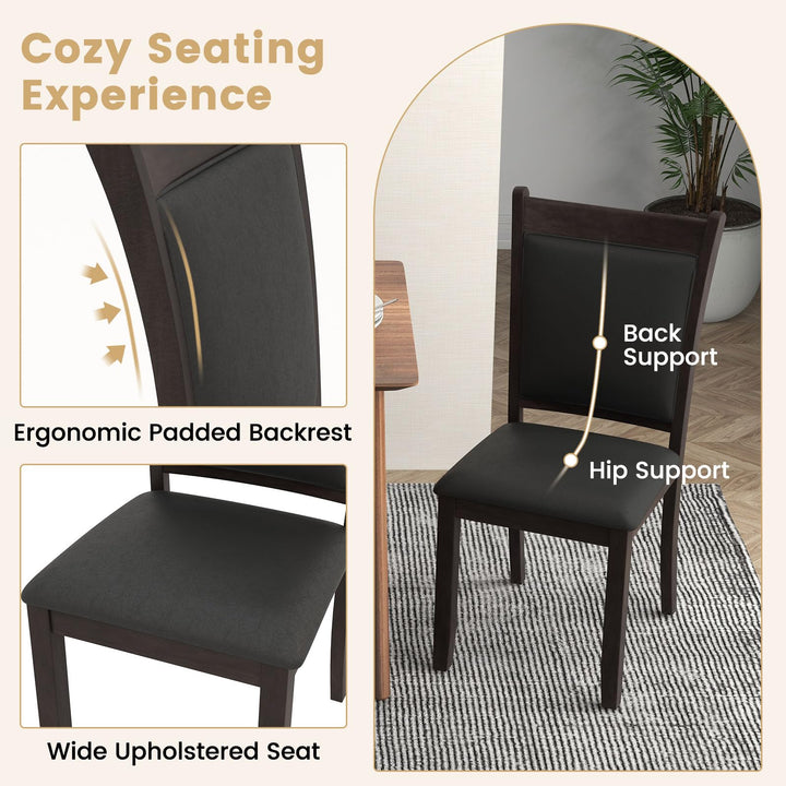 Giantex Wooden Dining Chairs Set, Modern Armless Kitchen Chairs w/Padded Backrest &amp; Seat, Rubber Wood Frame