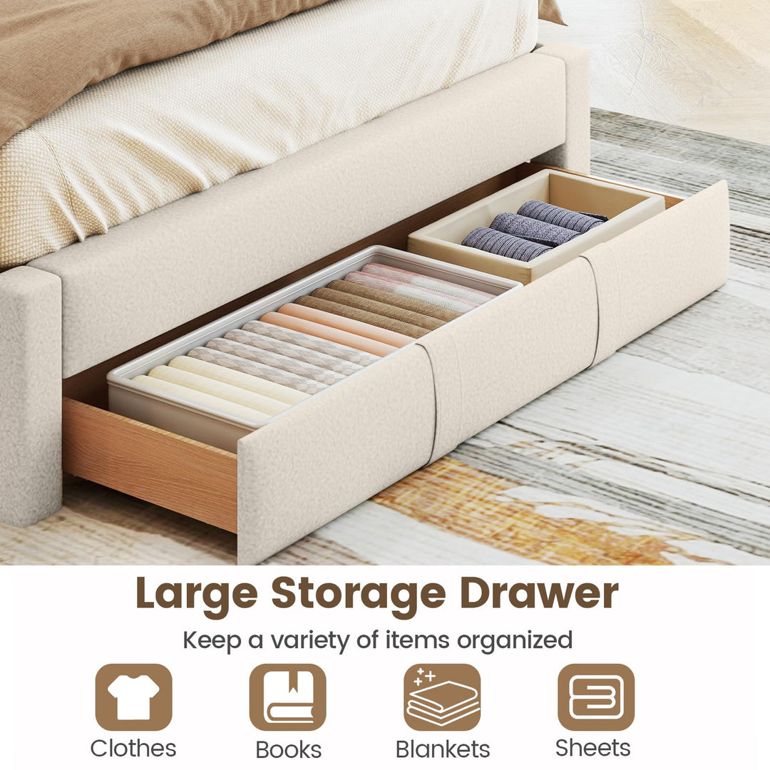 Giantex Queen Size Bed Frame with Storage Drawer