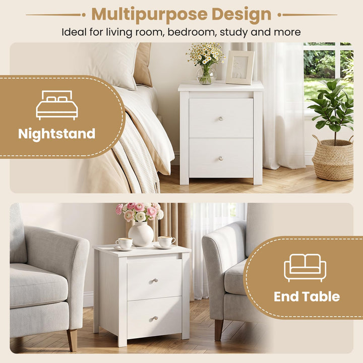 Giantex 21" Wooden Nightstand with 2 Drawers (1/2)