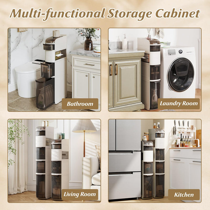 Giantex 5-Tier Narrow Bathroom Storage Cabinet with Drawers and Tissue Box