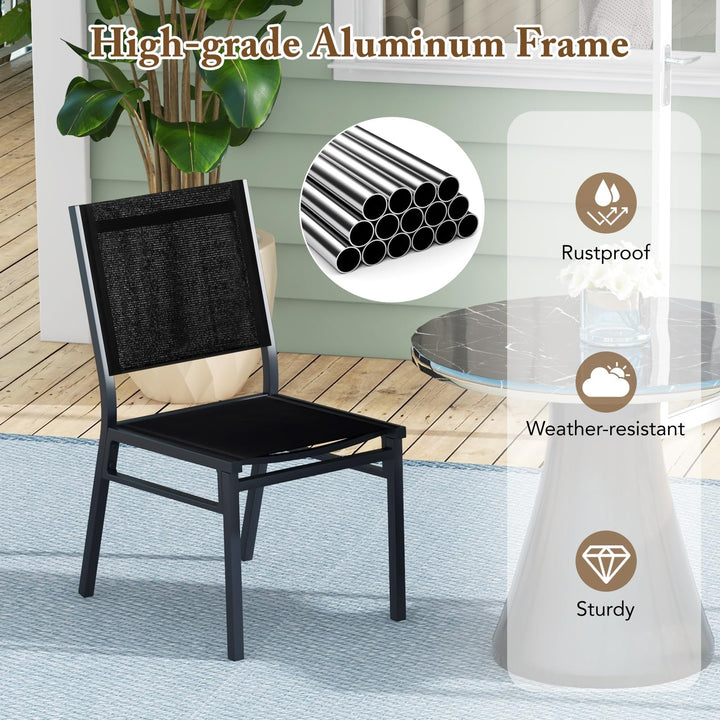 Giantex Outdoor Patio Dining Chair, Armless Dining Chair with Breathable Fabric Seat &amp; Backrest