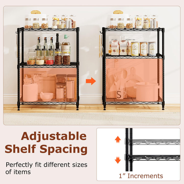 Giantex Storage Shelves Adjustable Wire Shelf Rack w/4 Removable Hooks