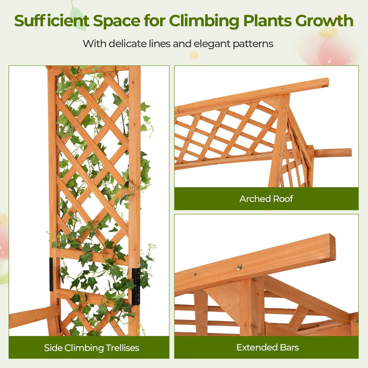 Giantex Garden Arch Trellis with Bench - 63&