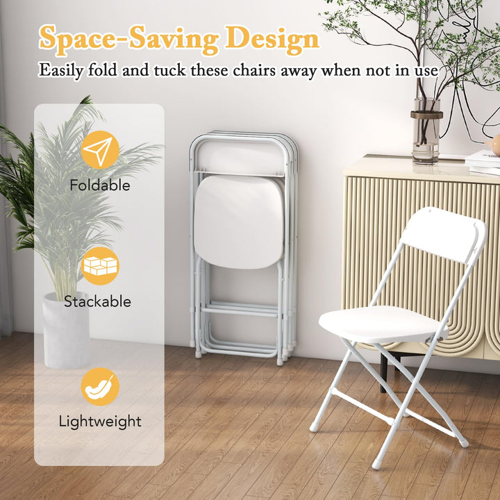 Giantex Folding Chair with Plastic Seat &amp; Back, Heavy-Duty Metal Frame