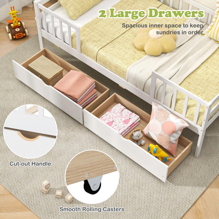 Giantex Twin Daybed with Drawers, Wooden Twin Bed Frame with Side Storage &amp; Slats Support