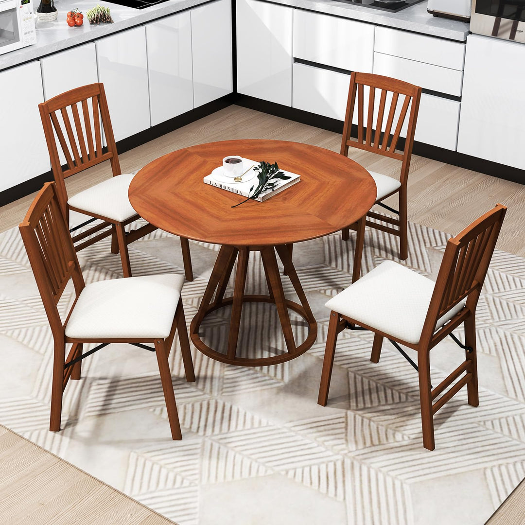 Giantex Folding Dining Chairs Set of 2/4, Modern Kitchen Chairs w/Padded Seat &amp; Slatted Backrest, Rubber Wood Frame