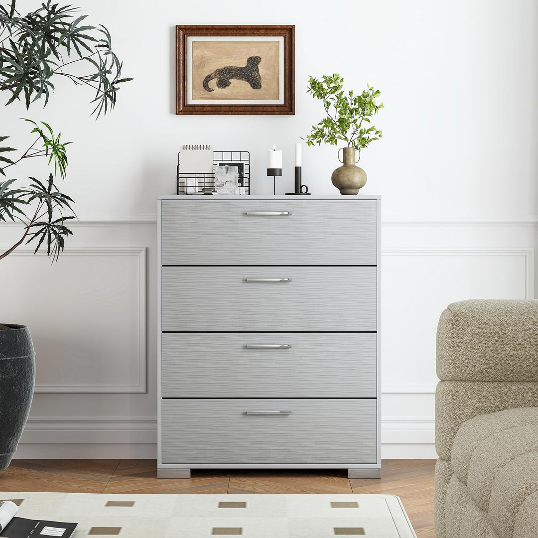 Giantex Storage Cabinet with 4 Drawers, Metal Legs &amp; Handles, Anti-Toppling Devices, Tall Cabinet
