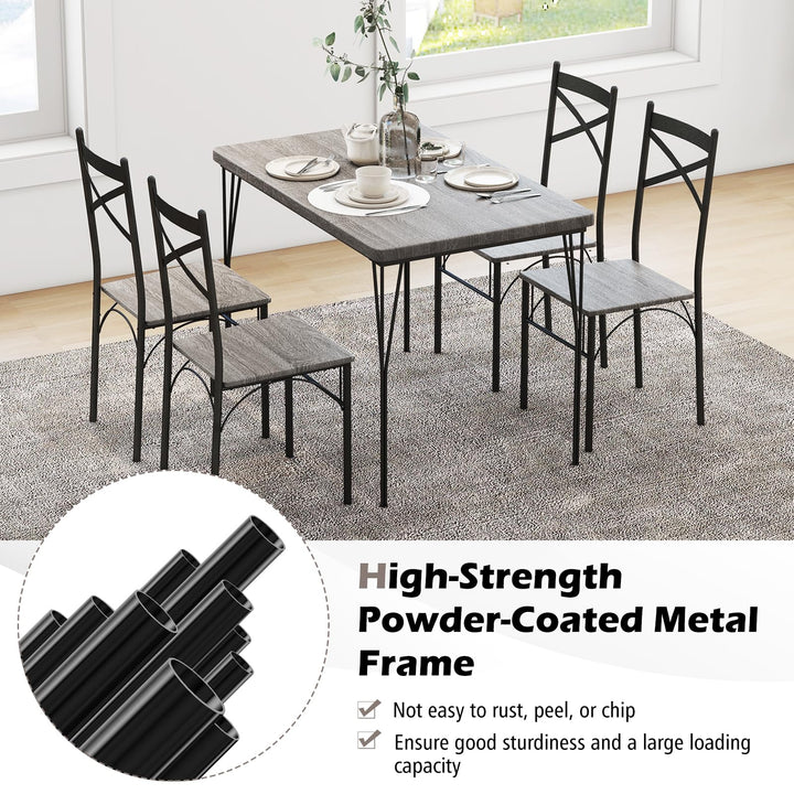 Giantex 5-Piece Dining Table Set, Modern Rectangular Dining Table &amp; 4 Dining Chairs Set with Metal Frame