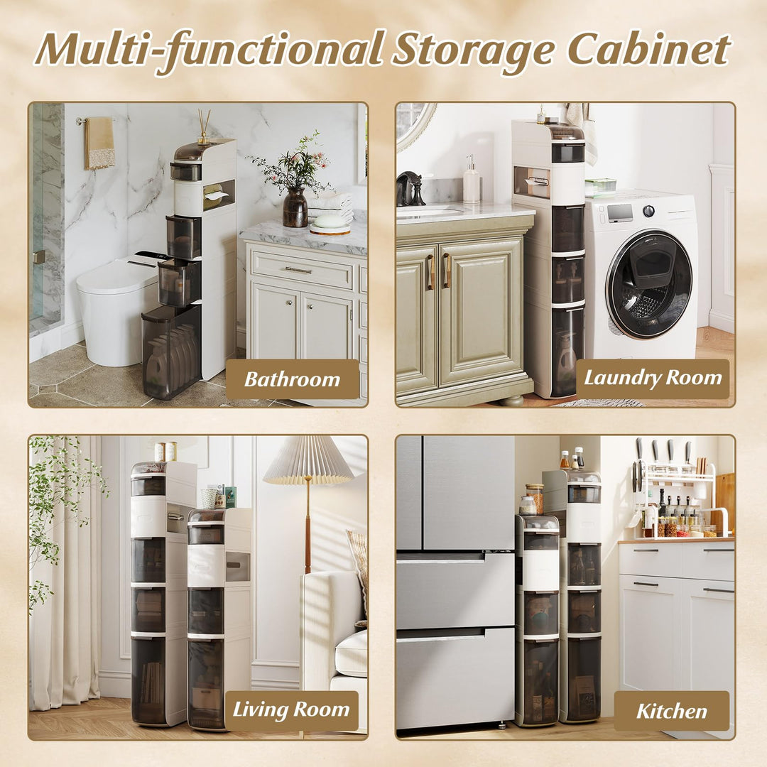 Giantex 6-Tier Narrow Bathroom Storage Cabinet with Drawers and Tissue Box