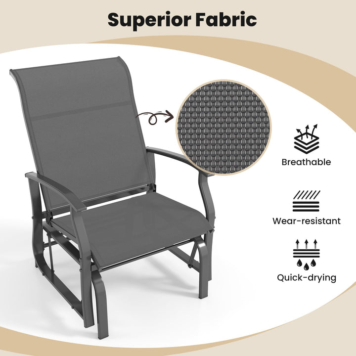 Giantex 2-Pack Outdoor Glider Rocking Chairs with Ergonomic Backrest &amp; Seat