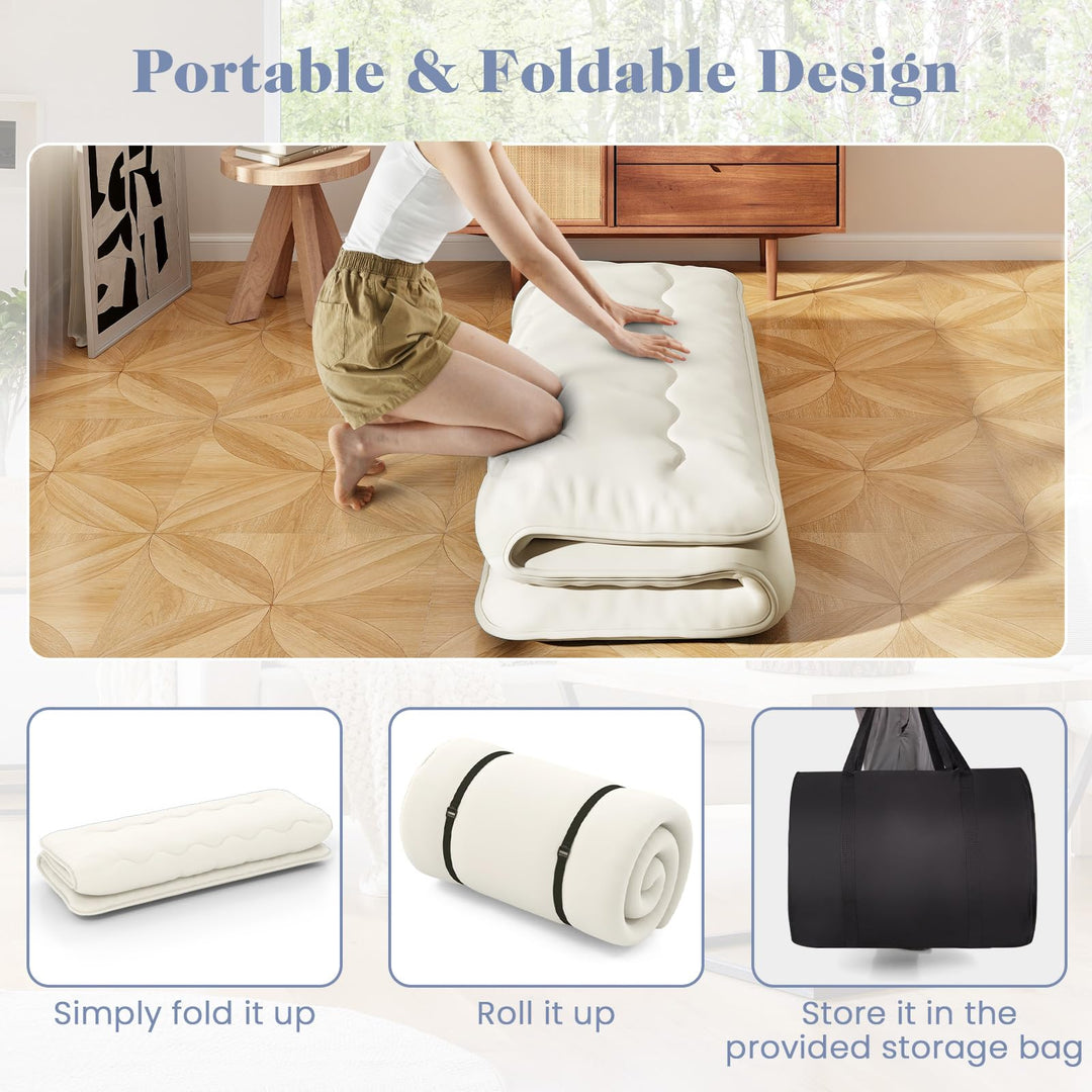 Giantex Japanese Floor Mattress, 4 Inch Futon Mattress with Washable Cover &amp; Storage Bag