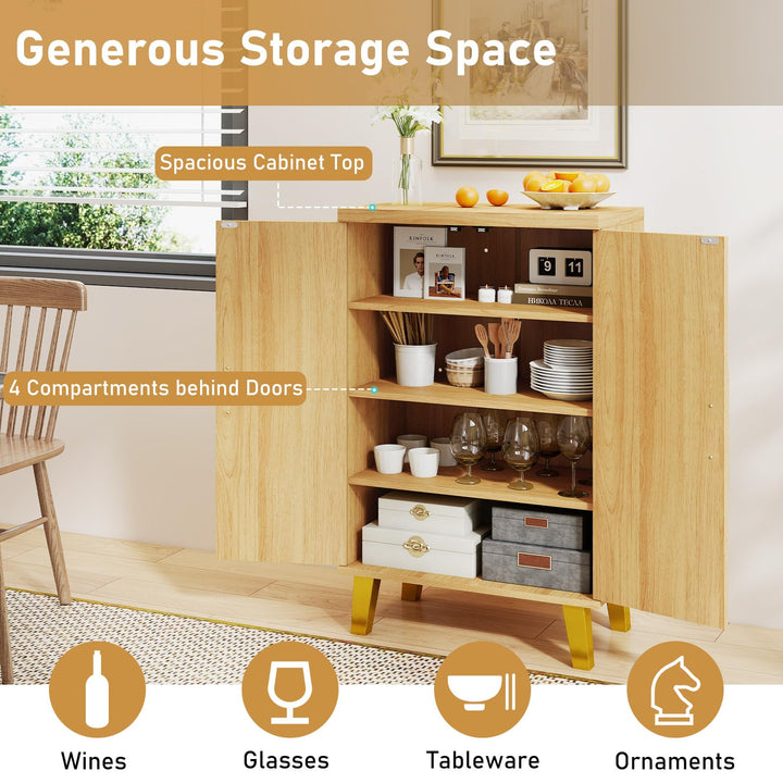 Giantex Sideboard Buffet Cabinet, Kitchen Storage Cabinet with Double Doors &amp; Removable Shelves (Natural Oak,1)