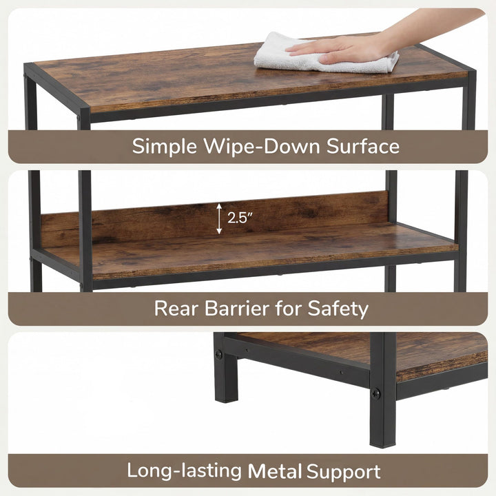 Giantex Industrial 3-Tier Small Bookshelf with Wooden Shelves and Metal Frame