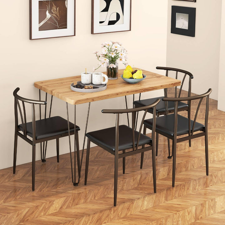 Giantex 5-Piece Dining Table Set | 43-Inches Rectangular Kitchen Table &amp; 4 Armless Chairs with Upholstered Seat