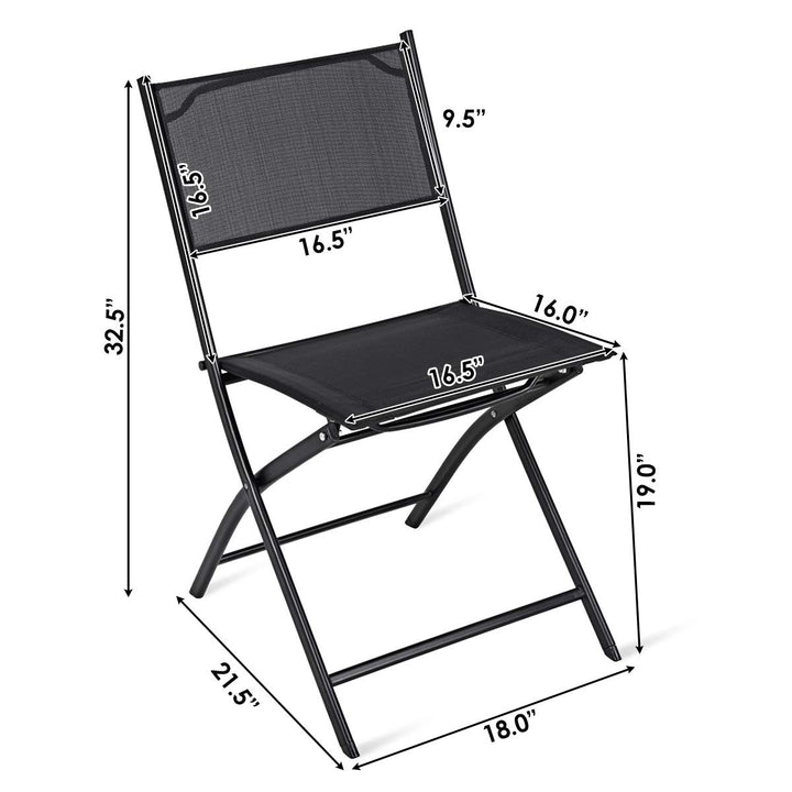 Giantex 4 PCS Folding Patio Chairs, Rust-Proof Steel Frame &amp; Space Saving (Black)