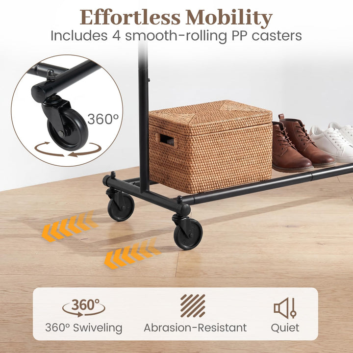 Giantex Extendable Heavy-Duty Rolling Clothing Rack with Wheels