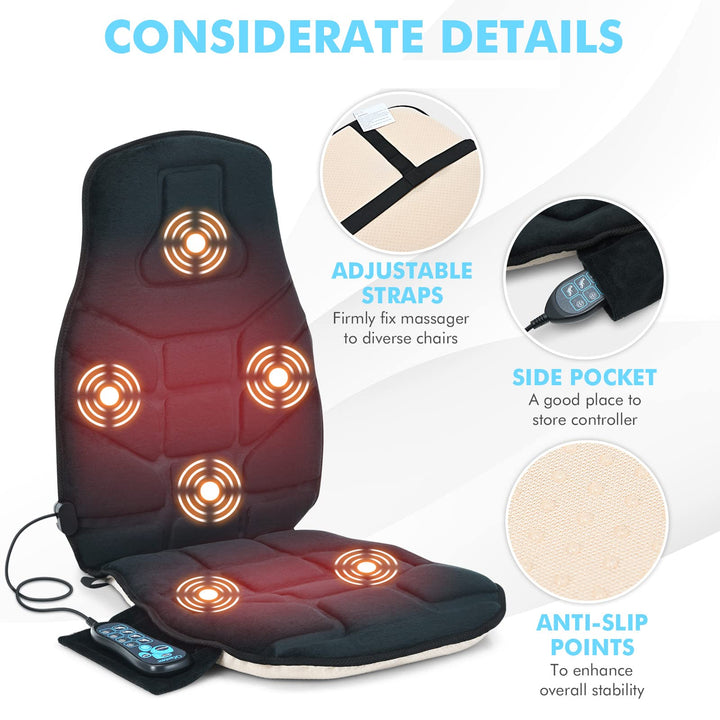 Giantex Memory Foam Massage Seat Cushion, Back Massager with 6 Vibration Massage Nodes &amp; 2
