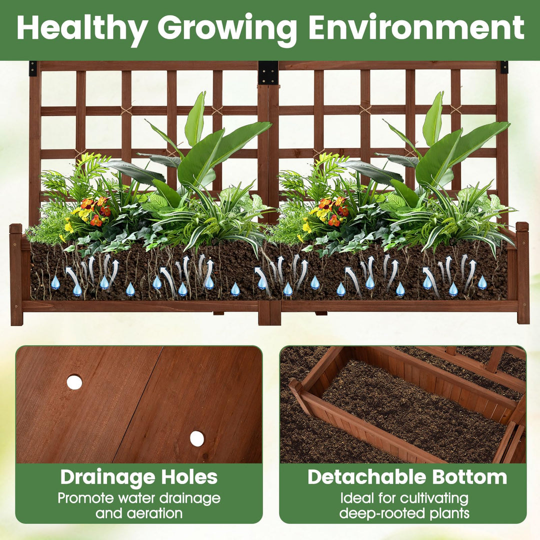 Giantex Wooden Raised Garden Bed with Trellis