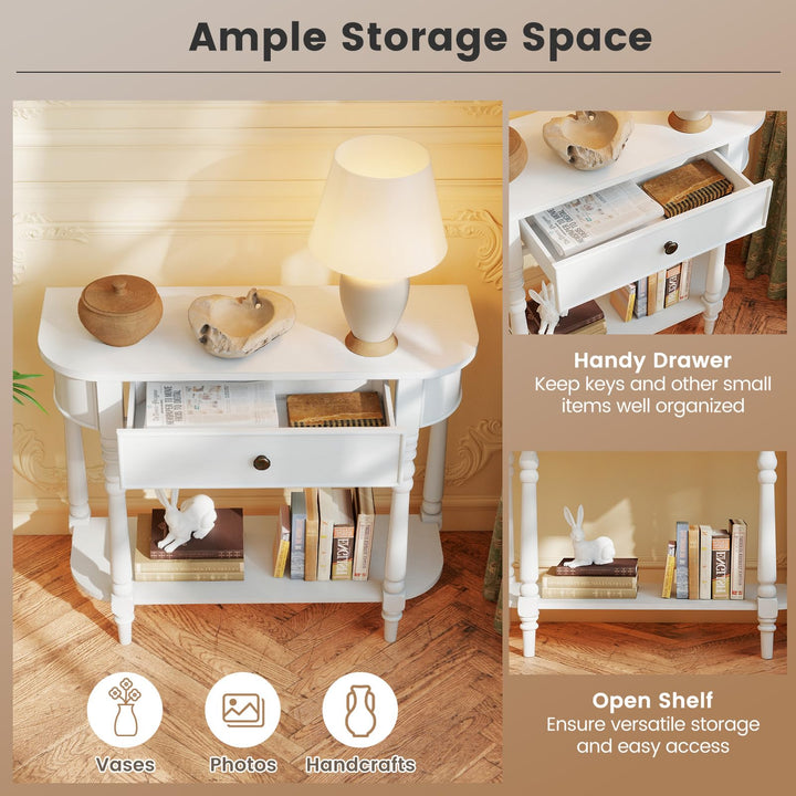 Giantex 36" Wooden Entryway Table with Storage Drawer &amp; Open Shelf