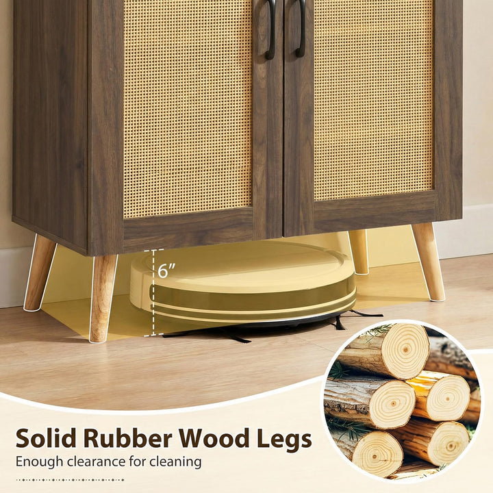 Giantex Shoe Cabinet with Doors 4-Tier Rattan Shoe Rack Organizer Cabinet(Rattan Door)