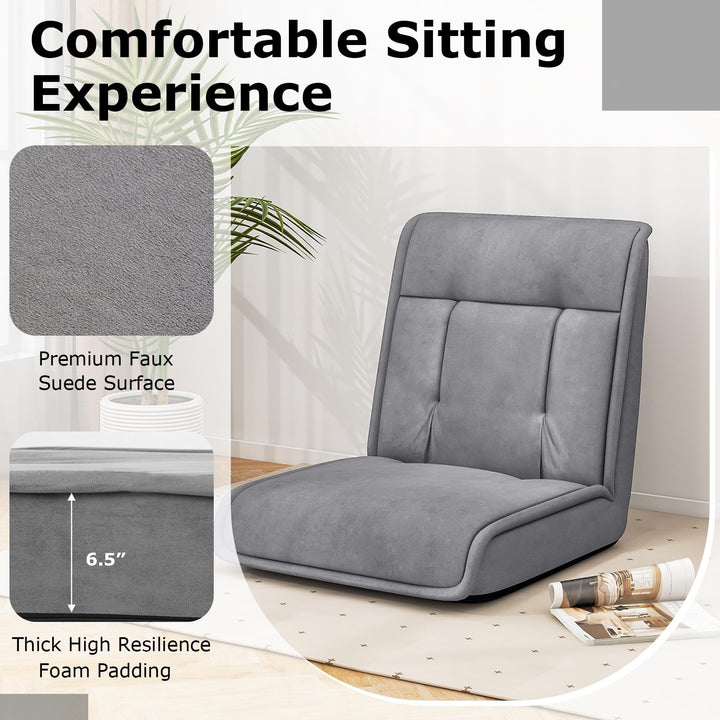 Giantex Floor Chair, Lazy Sofa with 14-Poistion Adjustable Backrest &amp; 5-Position Adjustable Headrest, Padded Sleeper Bed