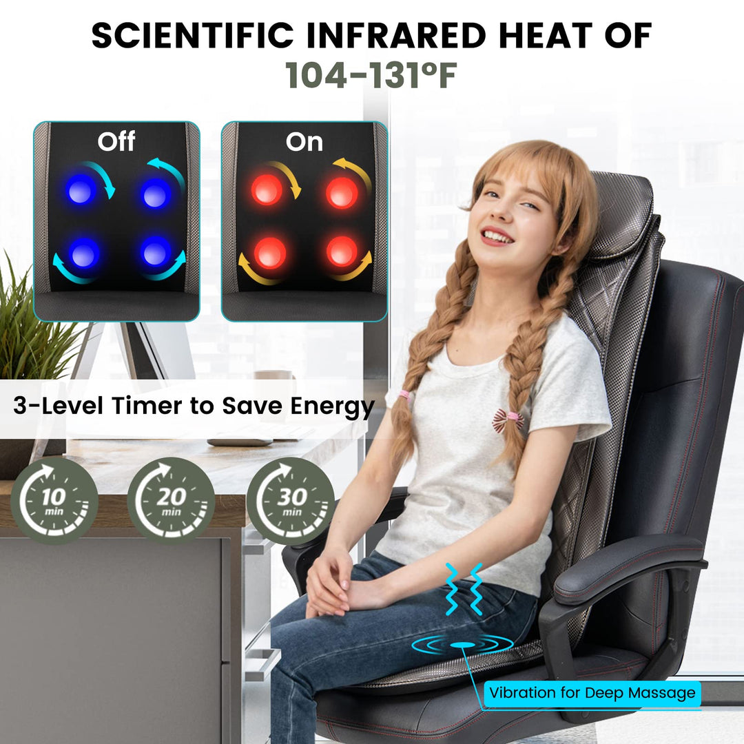 Giantex Back Massager Chair Pad - Massage Seat Cushion with Heat &amp; Vibration