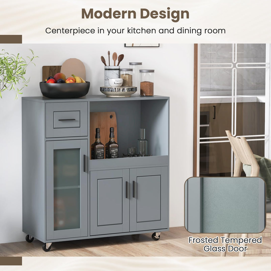 Giantex Kitchen Island with Storage, Kitchen Cart with Wheels
