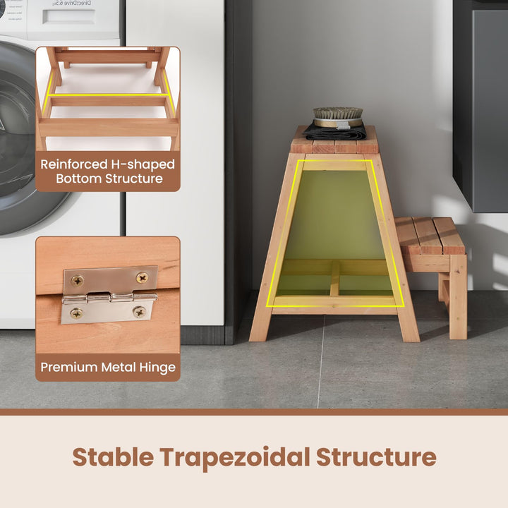 Giantex Folding Step Stool, Wooden 2-Step Stool for Kids &amp; Adults, Holds up to 550Lbs