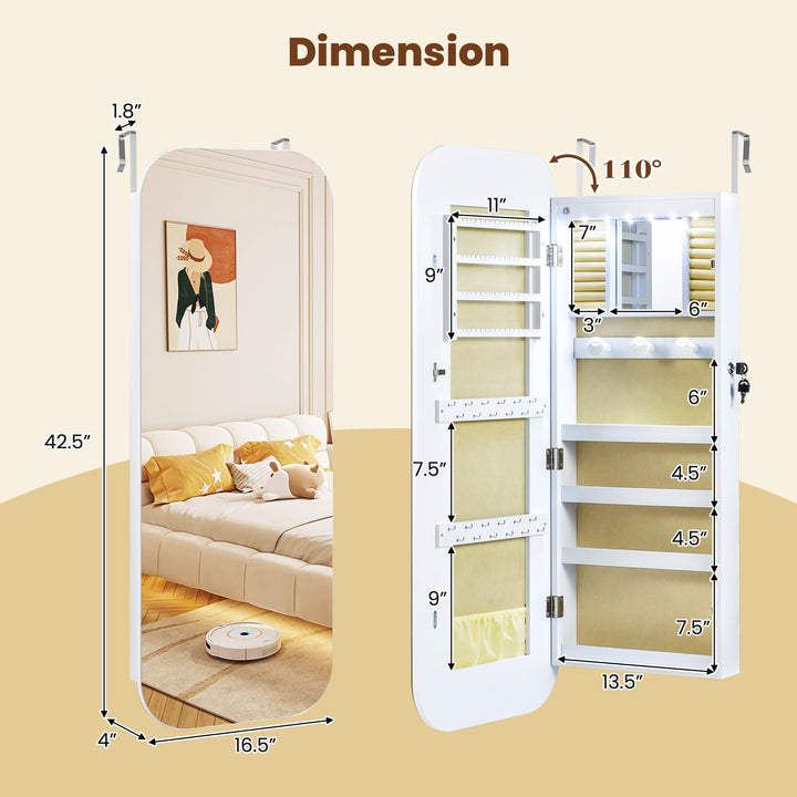 CHARMAID Jewelry Cabinet with Lockable Rounded 16.5&