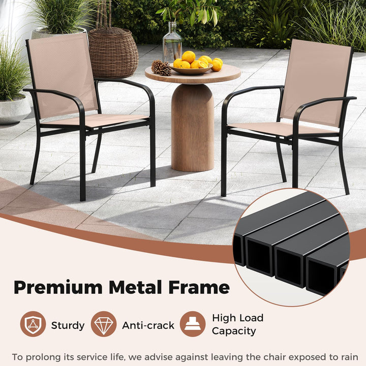 Giantex Stackable Patio Chairs with Breathable Backrest &amp; Wide Seat