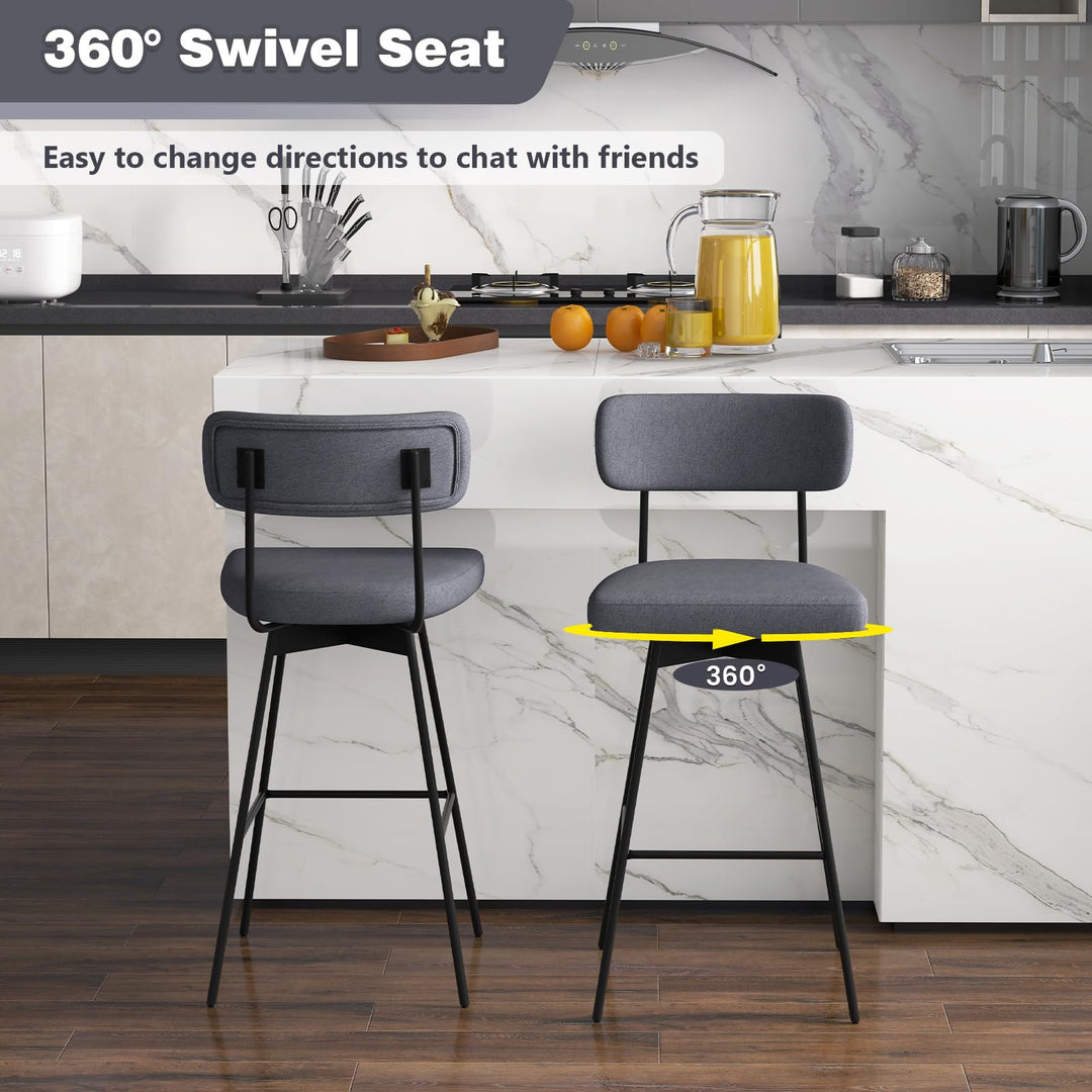 Giantex Swivel Bar Stools,  Upholstered Bar Height Bar Chairs w/Padded Seat &amp; Backrest
