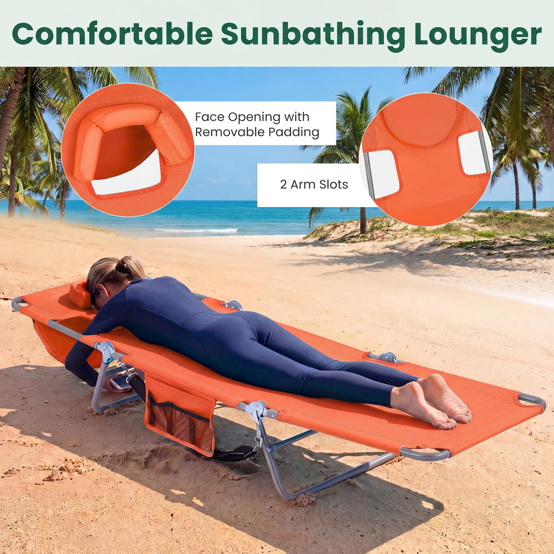 Giantex Folding Tanning Chair with Face Hole &amp; 5-Position Adjustable Backrest (1/2)