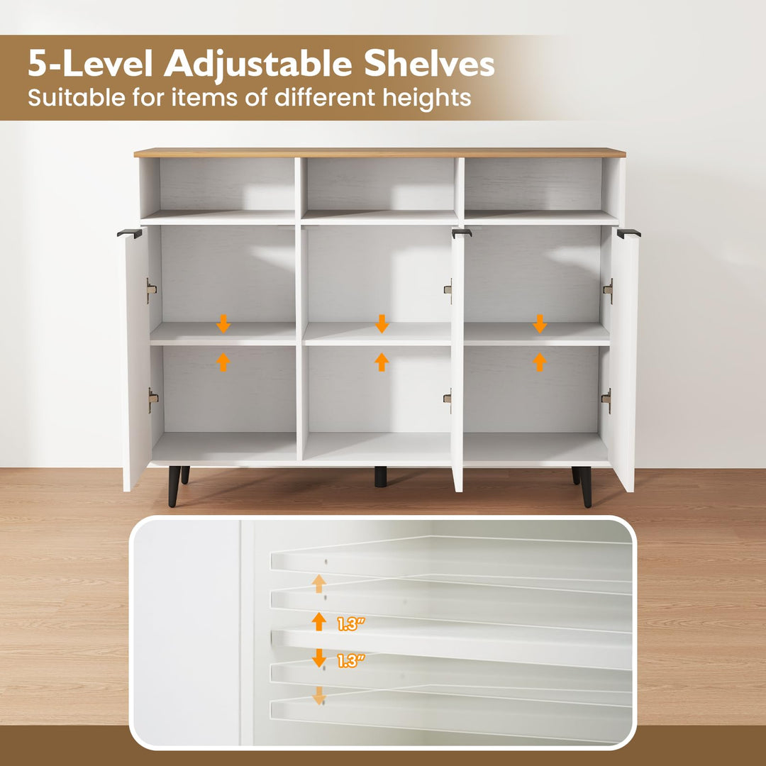 Giantex Sideboard Cabinet - 47” Buffet Cabinet with Storage Compartments, Countertop