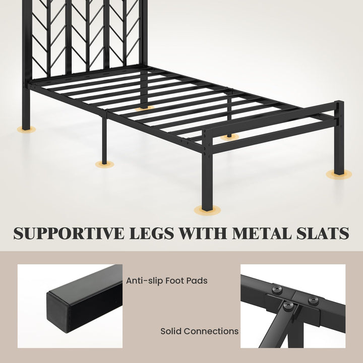 Giantex Queen/Full/Twin Size Bed Frames with Vintage Headboard, Metal Mattress Foundation for Storage