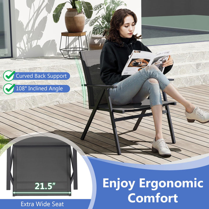Giantex All Weather Outdoor Dining Chairs w/Sturdy Metal Frame &amp; Breathable Seat Back